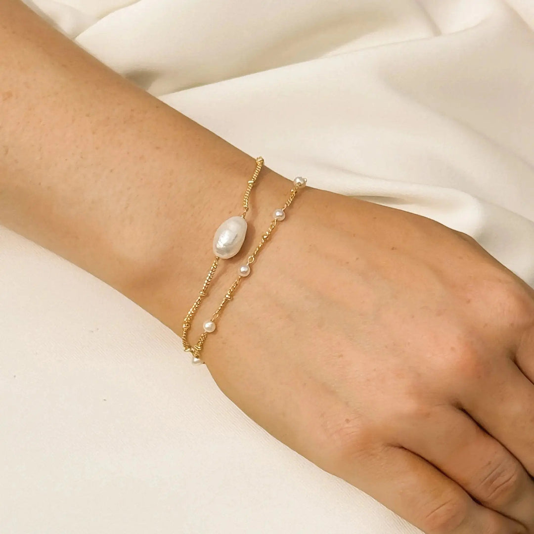 BRACELET MONACO EN OR OU ARGENT ET PERLES Ivory and co