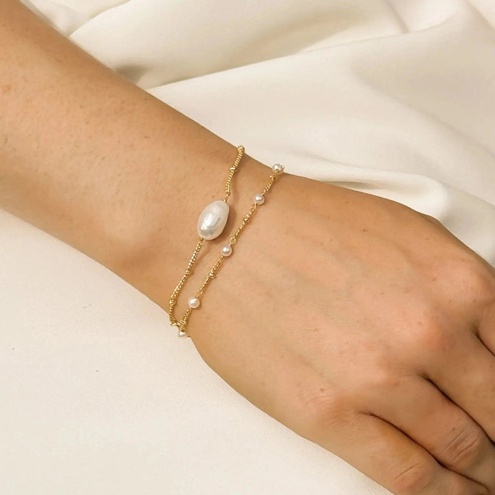 BRACELET MONACO EN OR OU ARGENT ET PERLES Ivory and co