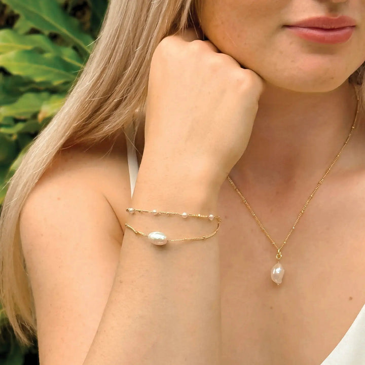 BRACELET MONACO EN OR OU ARGENT ET PERLES Ivory and co