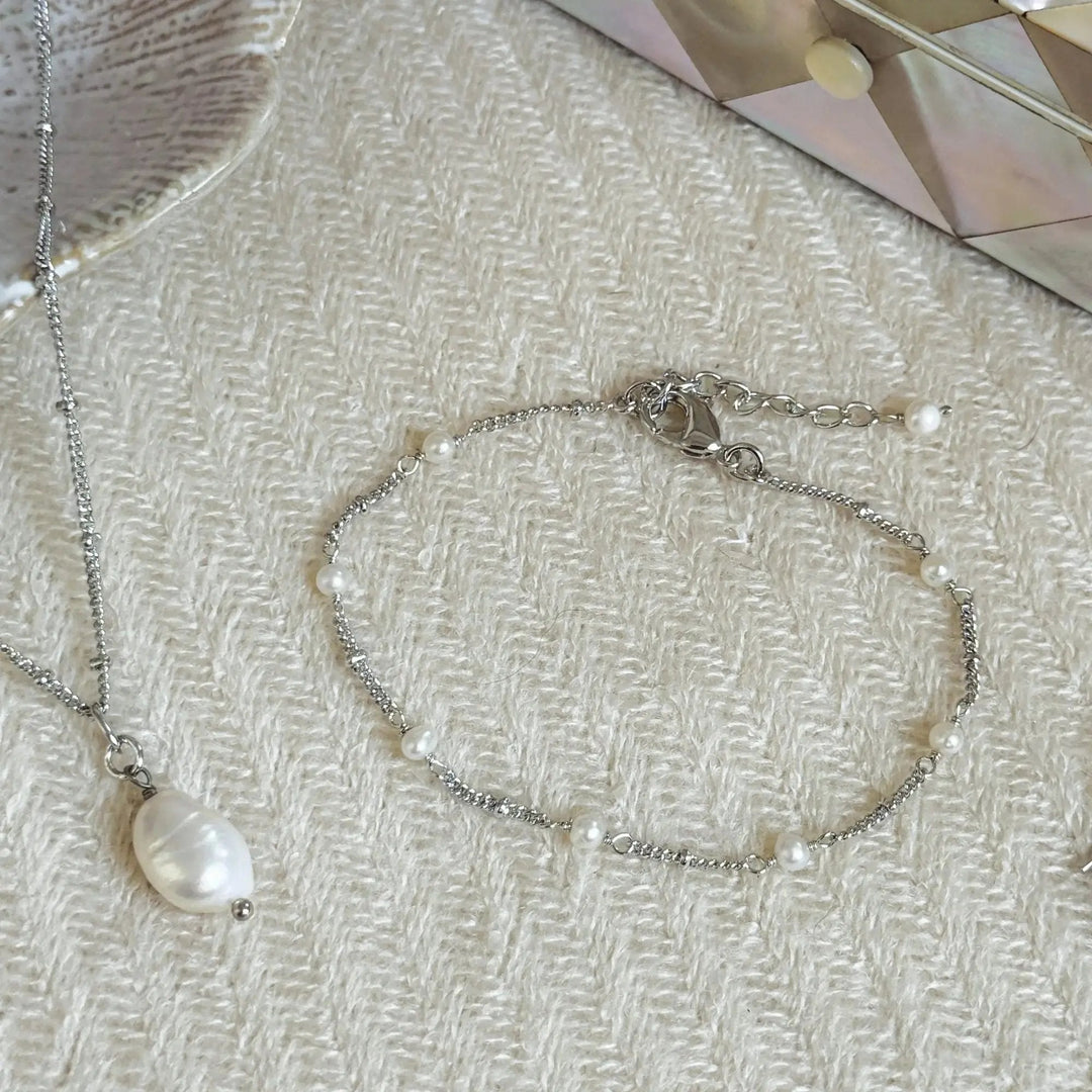 BRACELET MONACO EN OR OU ARGENT ET PERLES Ivory and co