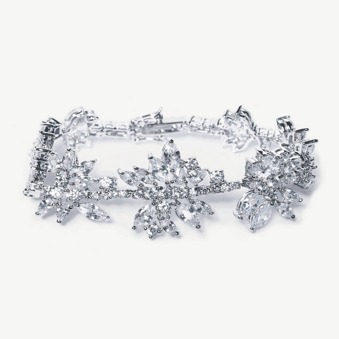 Bracelet de mariée Nuit Étoilée zircons marquise rhodium