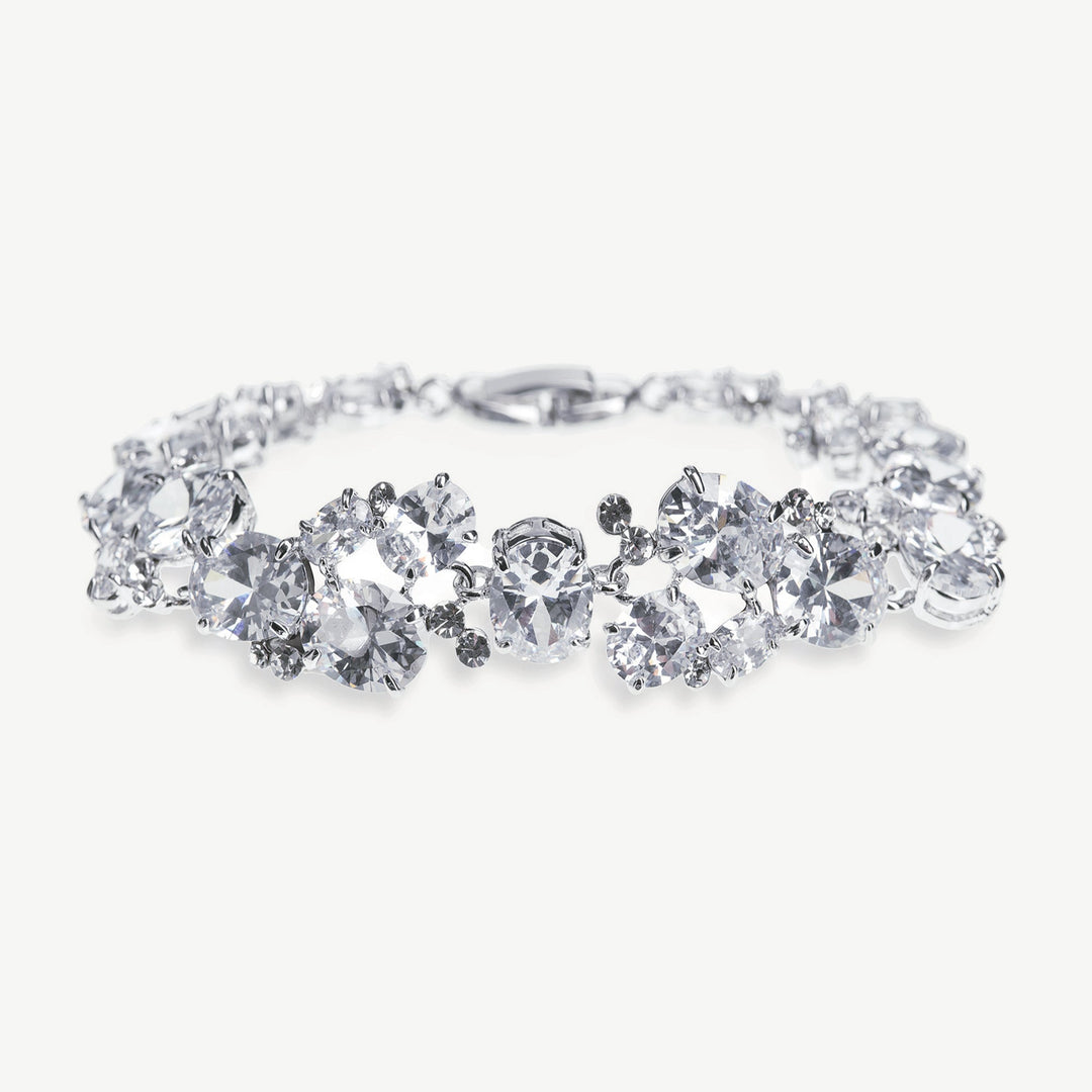 Bracelet de mariée Peninsula grappe de zircons rhodium