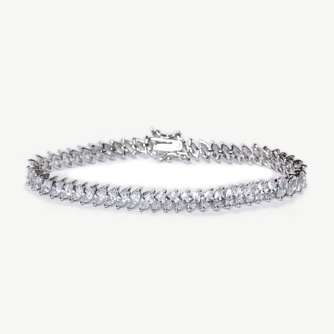 Bracelet de mariée True Love zircons marquise rhodium