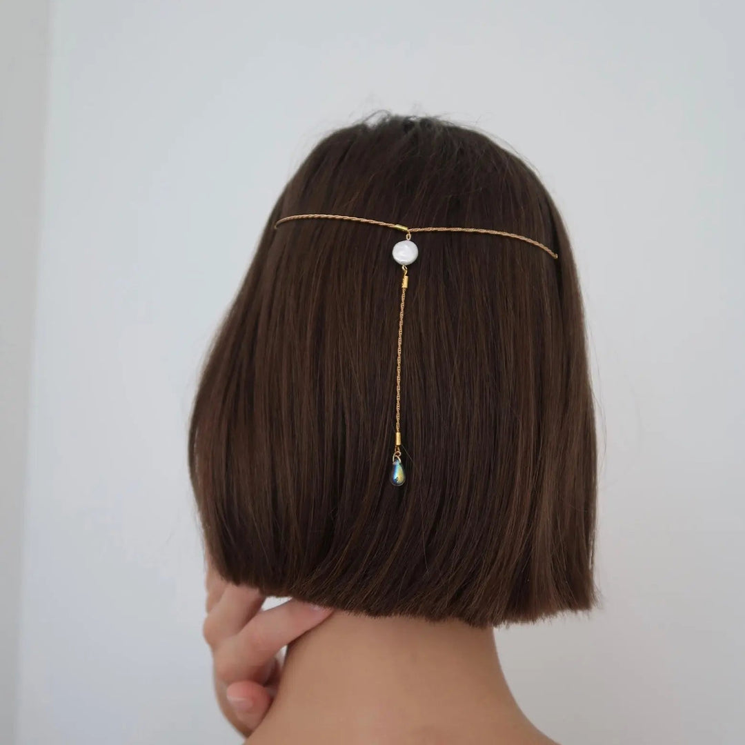 CHAÎNES DE CHEVEUX IRIS EN PLAQUÉ OR ET PERLE D’EAU DOUCE SORRY MAJESTY