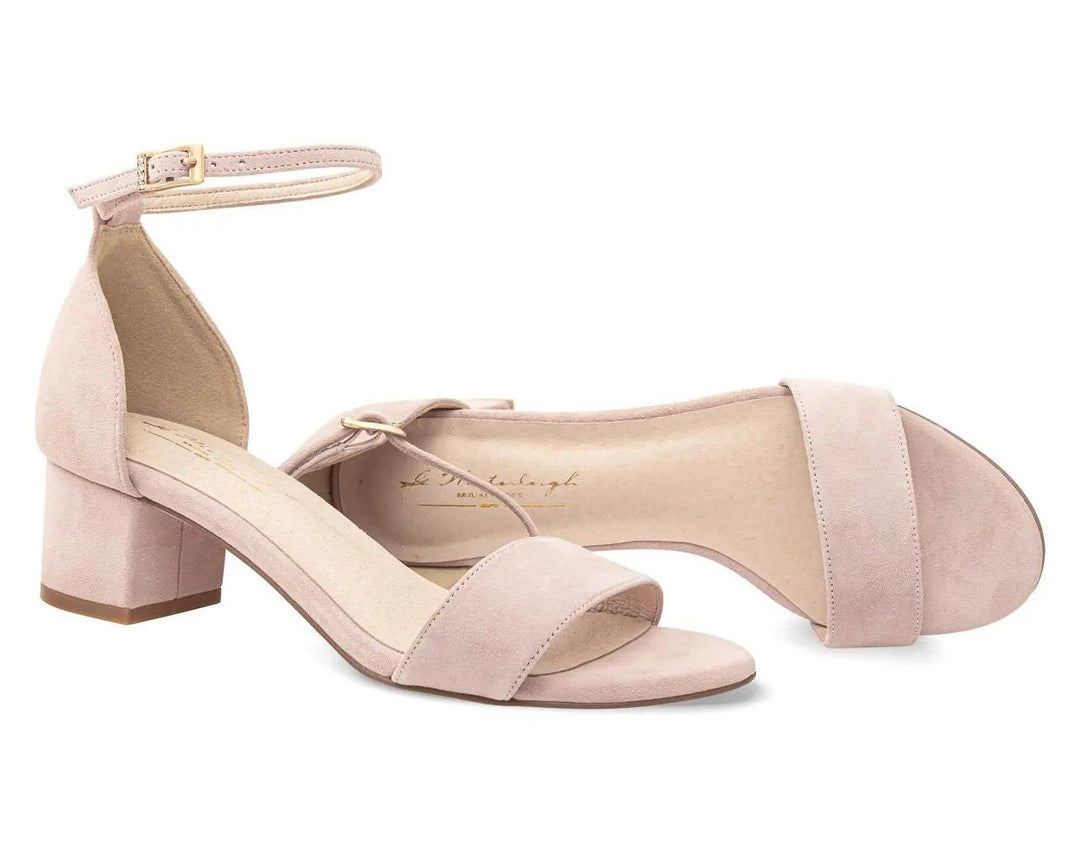 CHAUSSURES DE MARIÉE ALICE – DAIM ROSE POUDRÉ À TALON BAS CONFORTABLE G.Westerleigh