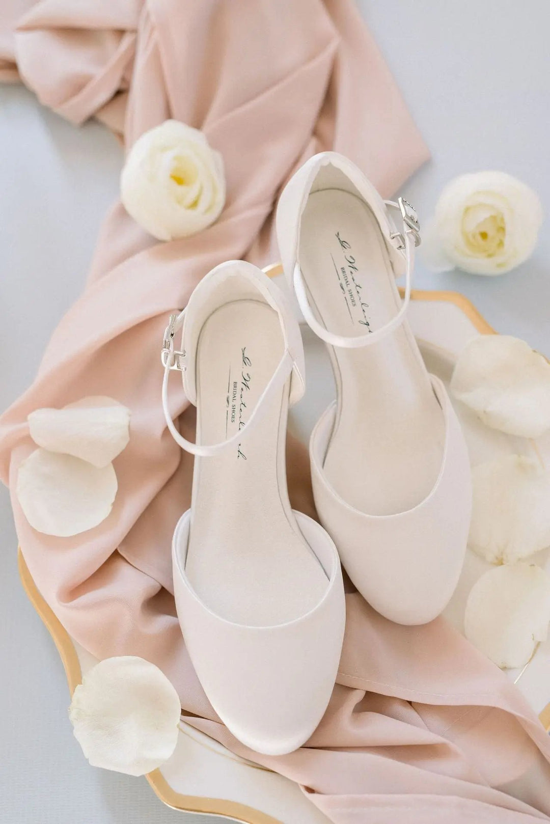 CHAUSSURES DE MARIÉE BECCA – SATIN IVOIRE À TALON CONFORTABLE G.Westerleigh