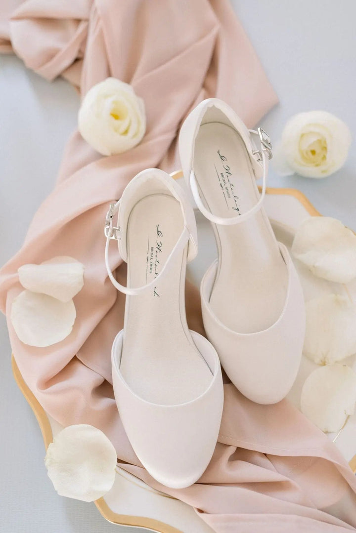 CHAUSSURES DE MARIÉE BECCA – SATIN IVOIRE À TALON CONFORTABLE G.Westerleigh
