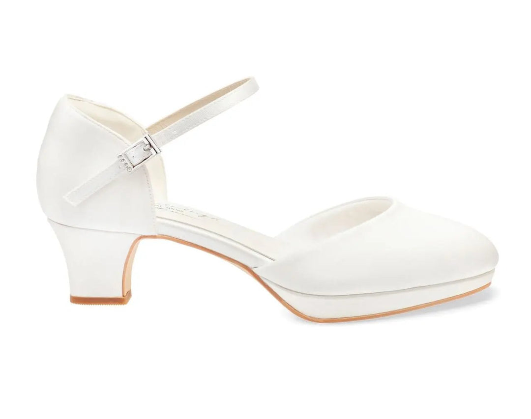 CHAUSSURES DE MARIÉE BECCA – SATIN IVOIRE À TALON CONFORTABLE G.Westerleigh