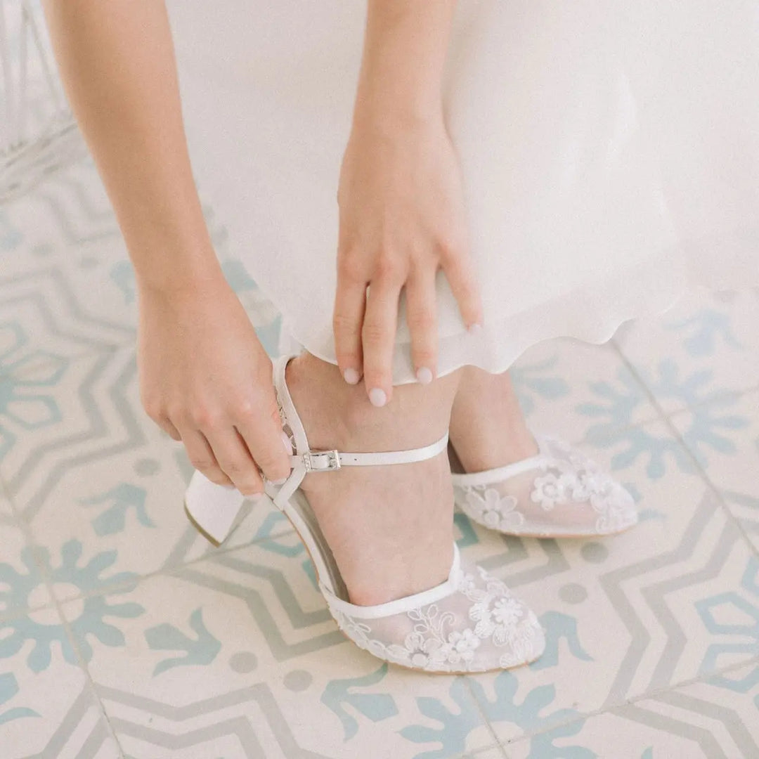 CHAUSSURES DE MARIÉE MIRIAM – DENTELLE TRANSPARENTE ET TALON BLOC 6,5 CM G.Westerleigh