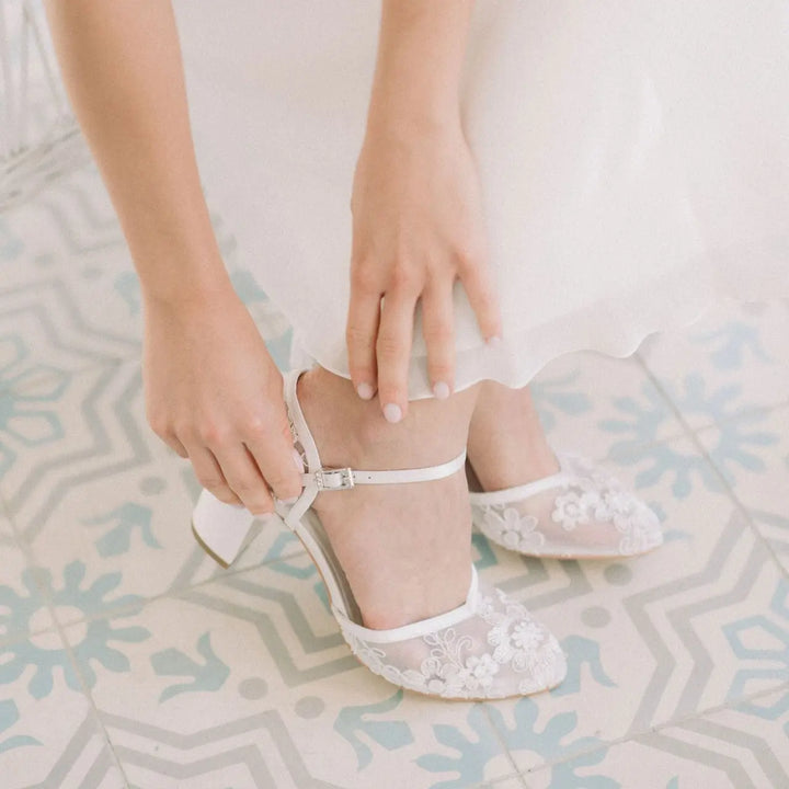 CHAUSSURES DE MARIÉE MIRIAM – DENTELLE TRANSPARENTE ET TALON BLOC 6,5 CM G.Westerleigh