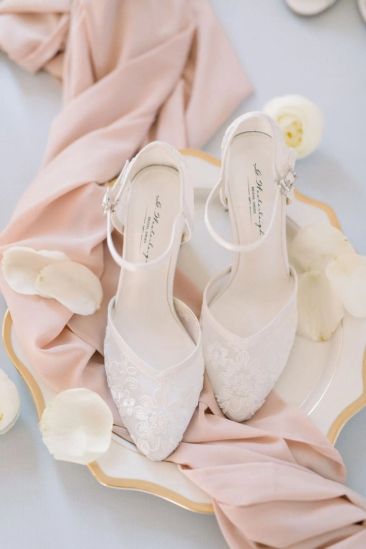 CHAUSSURES DE MARIÉE MIRIAM – DENTELLE TRANSPARENTE ET TALON BLOC 6,5 CM G.Westerleigh