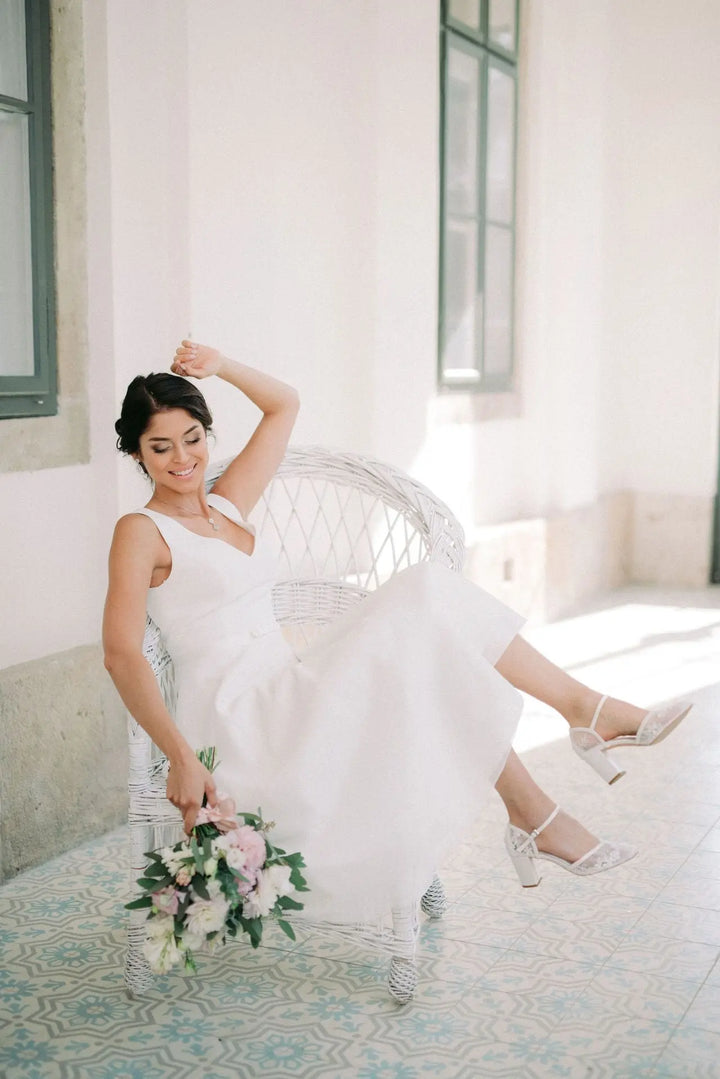 CHAUSSURES DE MARIÉE MIRIAM – DENTELLE TRANSPARENTE ET TALON BLOC 6,5 CM G.Westerleigh