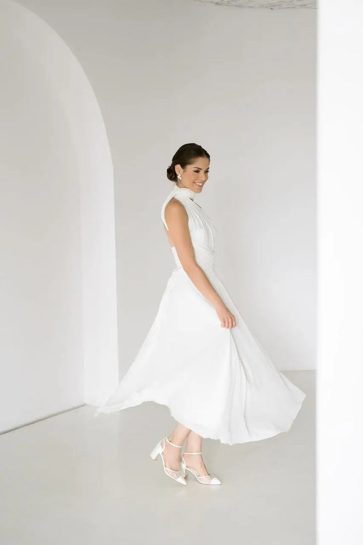 CHAUSSURES DE MARIÉE PEARL – TALONS CARRÉS AVEC PERLES ET TULLE G.Westerleigh