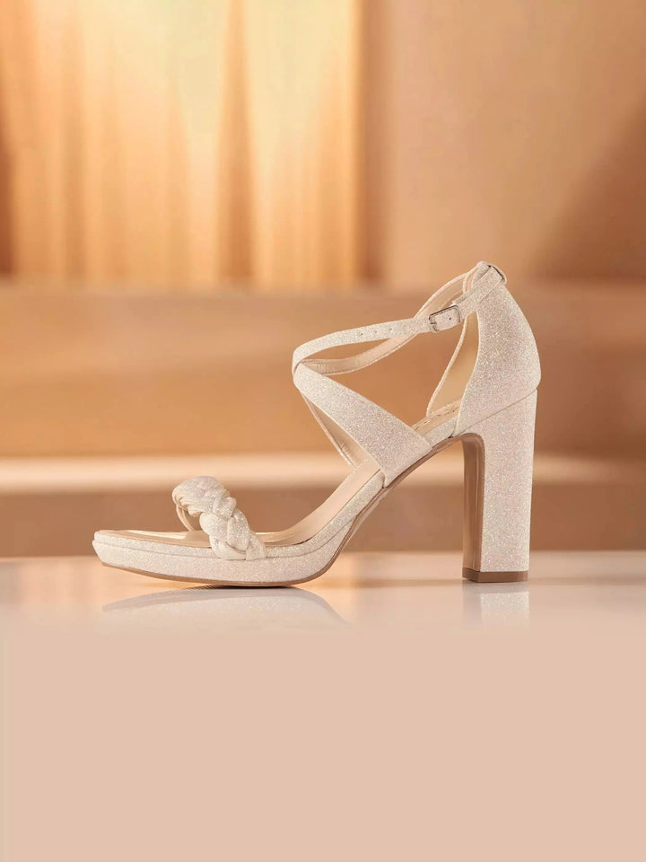 CHAUSSURES DE MARIÉES SCINTILLANT DORÉES TALON 10 CM GOJA AVALIA
