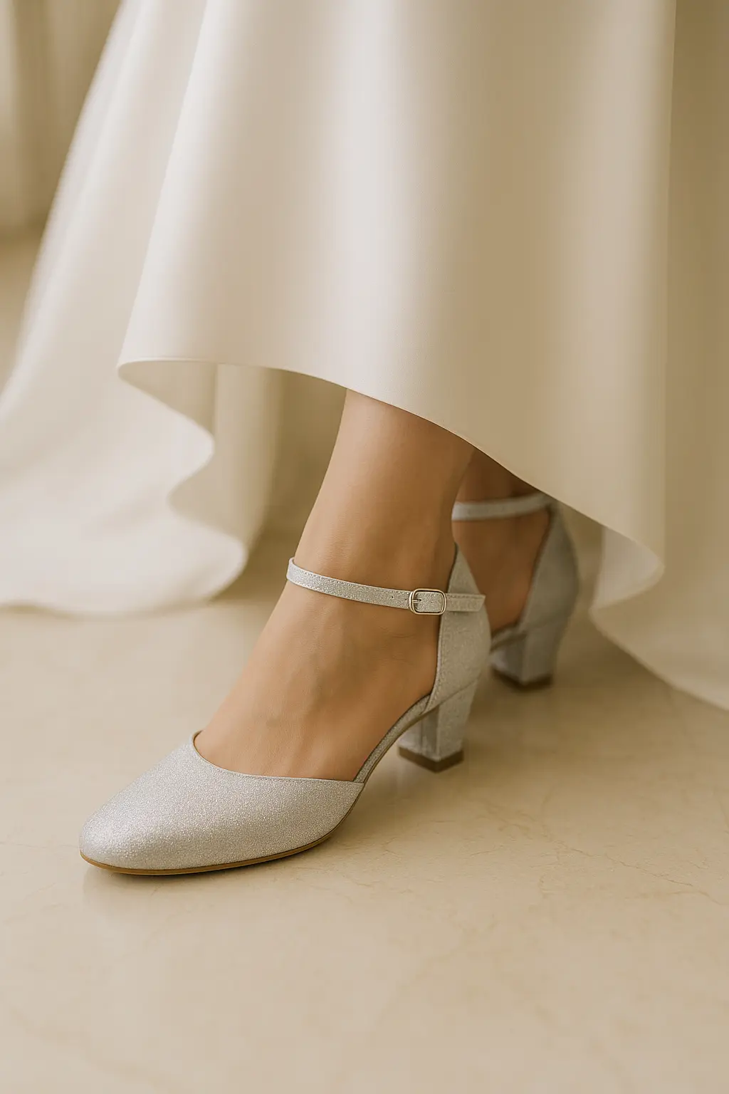 CHAUSSURES MILADY – ESCARPINS À PAILLETTES ARGENTÉES POUR PIEDS LARGES WHITE LADY