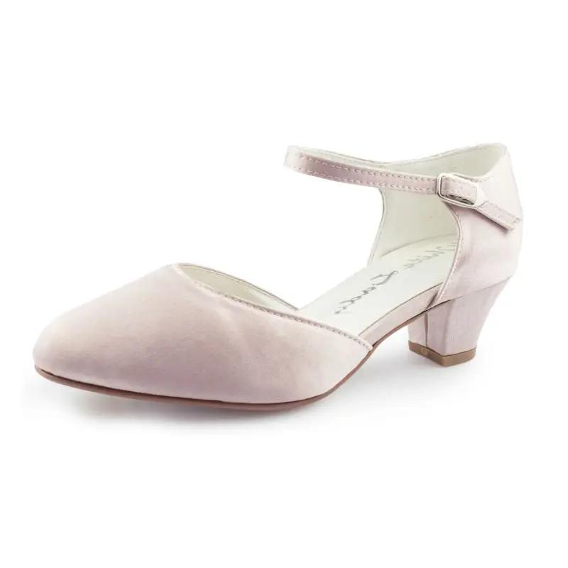 CHAUSSURES MILADY – ESCARPINS EN SATIN ROSE POUDRÉ PIEDS LARGES WHITE LADY