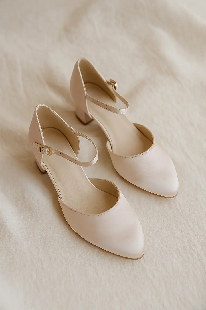 CHAUSSURES MILADY – ESCARPINS EN SATIN ROSE POUDRÉ PIEDS LARGES WHITE LADY