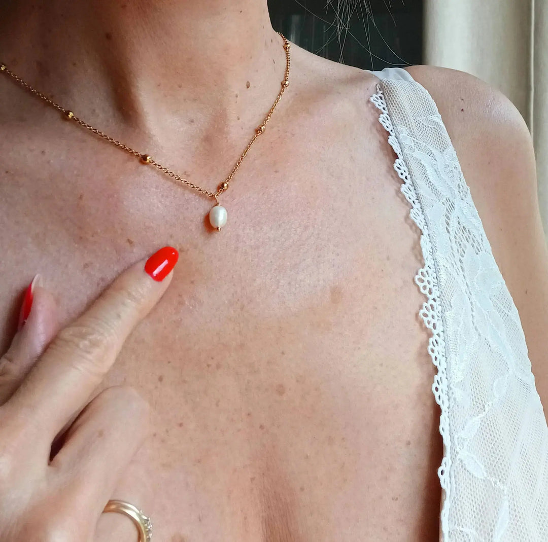 Collier de dos chaîne satellite à perles de culture blanches: Argent L'atelier du 6