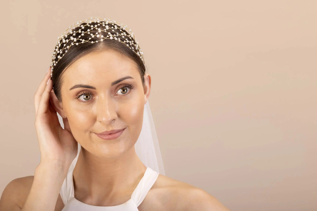 COIFFE MARIÉE PERLES BANDEAU RÉSILLE – PBH7058 THE PERFECT BRIDAL COMPANY