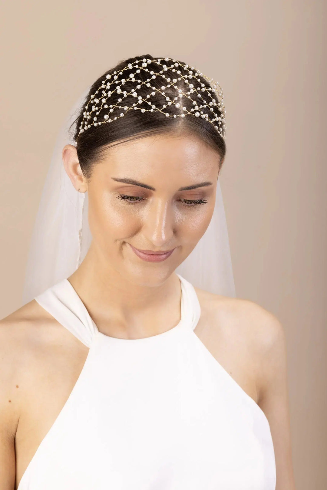 COIFFE MARIÉE PERLES BANDEAU RÉSILLE – PBH7058 THE PERFECT BRIDAL COMPANY