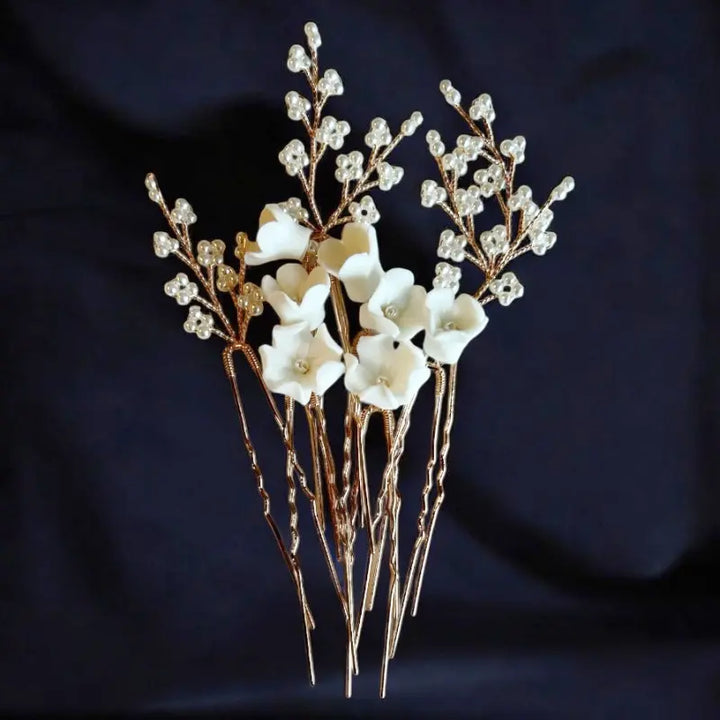 COLLECTION ATHENA - ENSEMBLE DE PINCES À CHEVEUX BOUQUET EXQUIS - OR Athena Bridal Jewellery