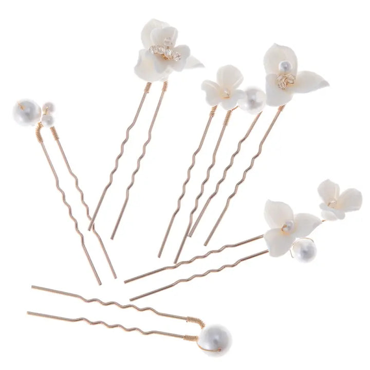 COLLECTION ATHENA - ÉPINGLES À CHEVEUX EN PERLES PRÉCIEUSES - PIN77 GOLD Athena Bridal Jewellery