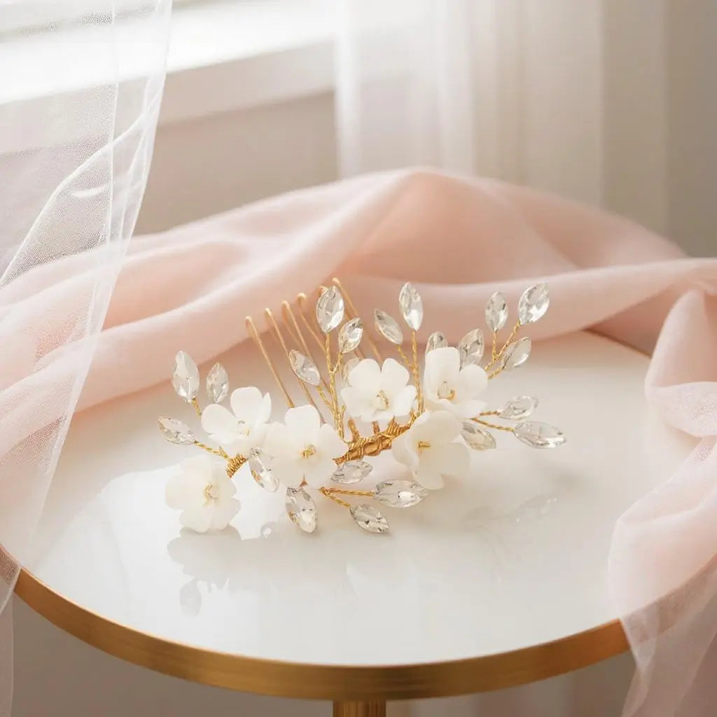 COLLECTION ATHENA - PEIGNE BEAUTÉ FLORALE - HC236 OR Athena Bridal Jewellery