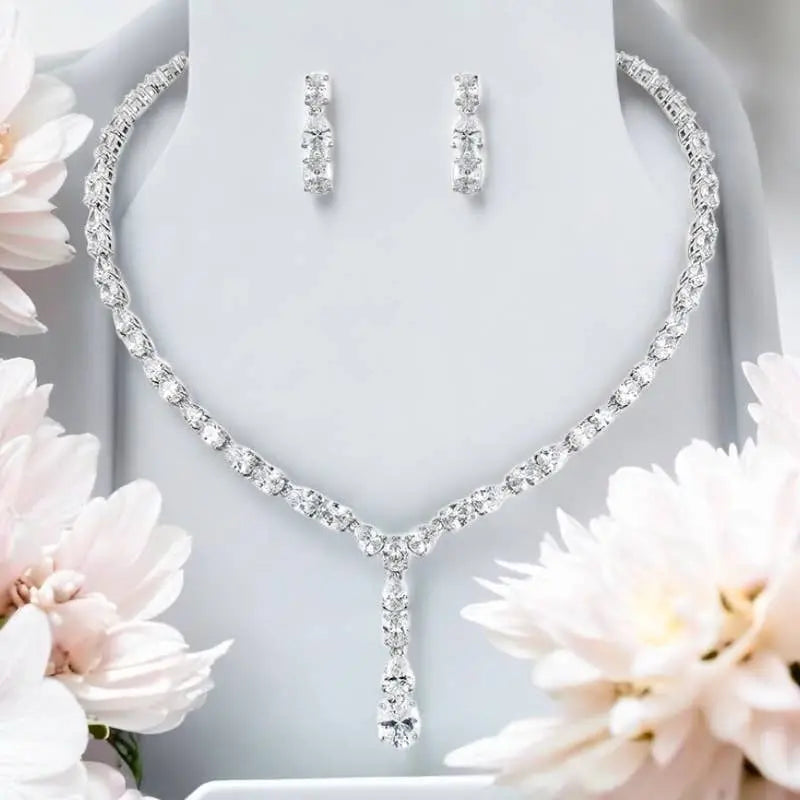 COLLECTION CZ - ENSEMBLE DE COLLIER GOUTTE DÉLICATE - CZNK160 Athena Bridal Jewellery