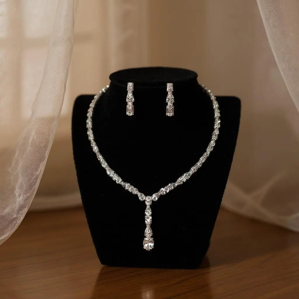 COLLECTION CZ - ENSEMBLE DE COLLIER GOUTTE DÉLICATE - CZNK160 Athena Bridal Jewellery