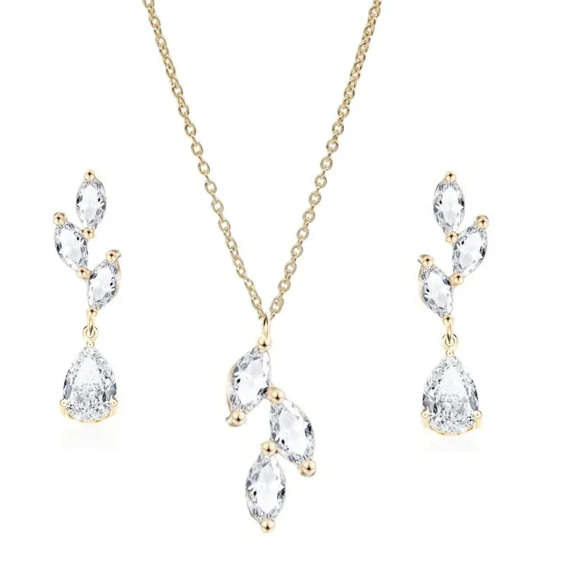 COLLECTION CZ - ENSEMBLE DE COLLIERS DAINTY ELEGANCE - CZNK204 GOLD Athena Bridal Jewellery