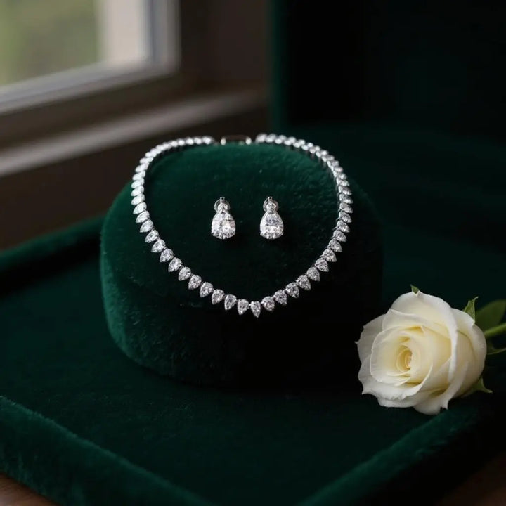 COLLECTION CZ - ENSEMBLE D'ÉLÉGANCE INTEMPORELLE - ARGENT CZNK247 Athena Bridal Jewellery