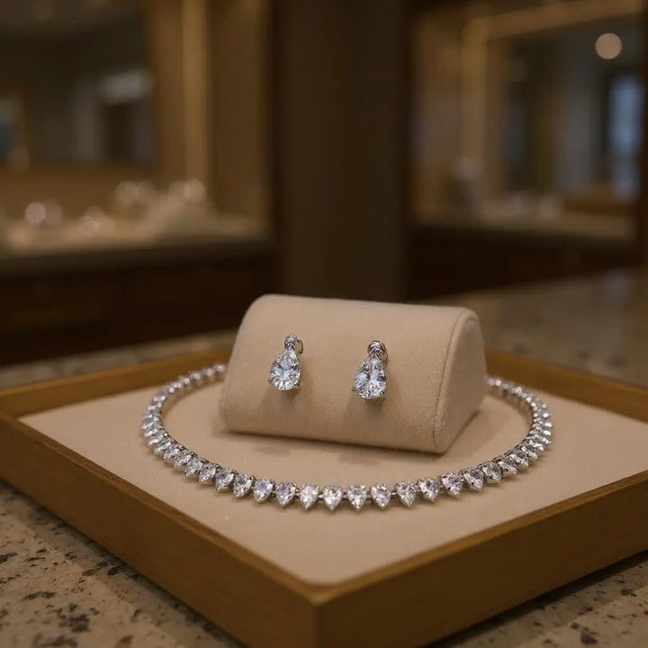 COLLECTION CZ - ENSEMBLE D'ÉLÉGANCE INTEMPORELLE - ARGENT CZNK247 Athena Bridal Jewellery