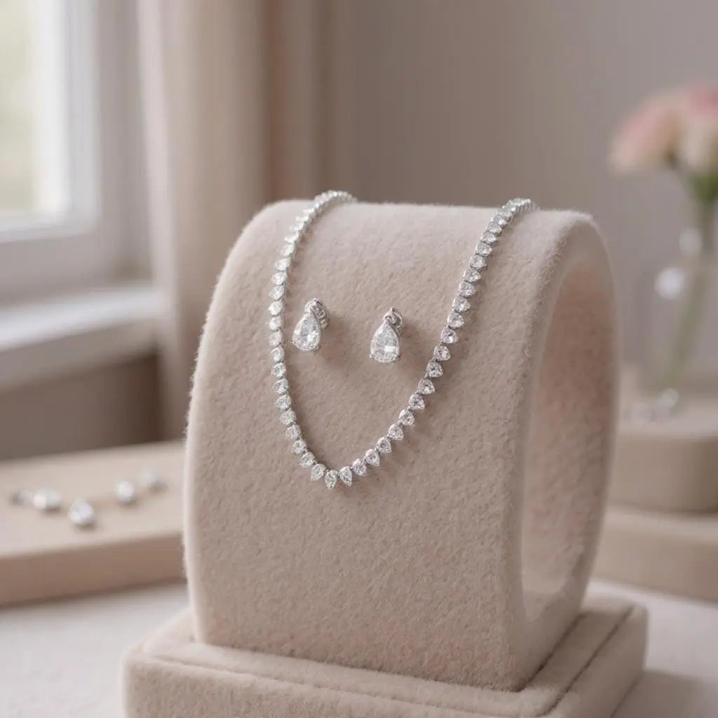 COLLECTION CZ - ENSEMBLE D'ÉLÉGANCE INTEMPORELLE - ARGENT CZNK247 Athena Bridal Jewellery