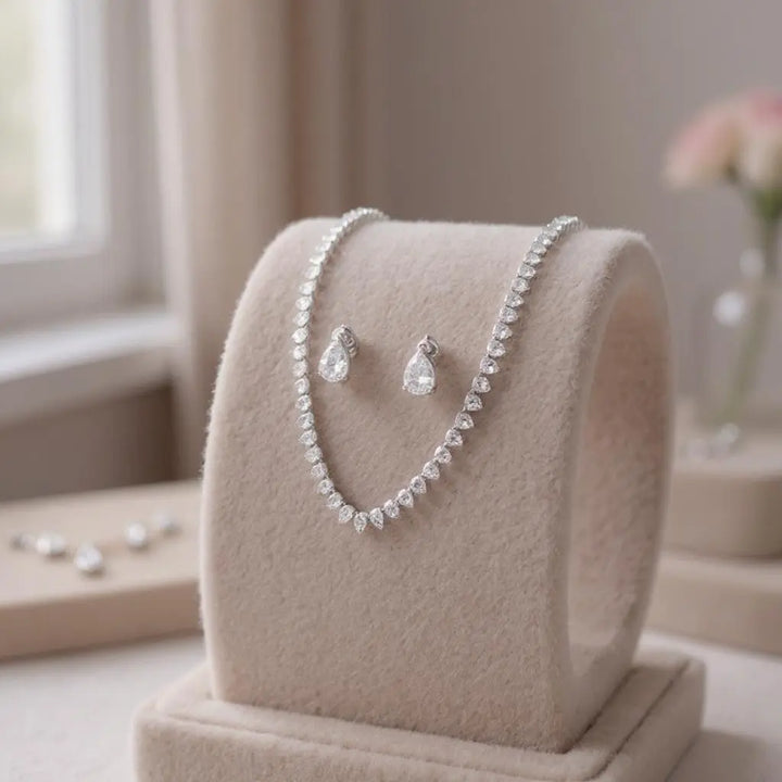 COLLECTION CZ - ENSEMBLE D'ÉLÉGANCE INTEMPORELLE - ARGENT CZNK247 Athena Bridal Jewellery