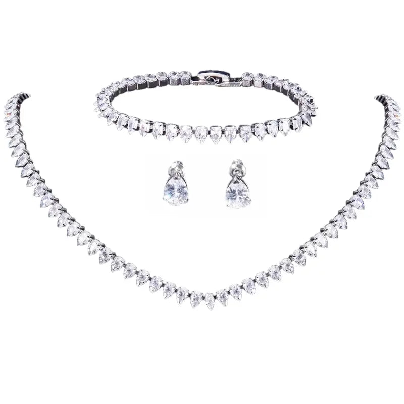 COLLECTION CZ - ENSEMBLE D'ÉLÉGANCE INTEMPORELLE - ARGENT CZNK247 Athena Bridal Jewellery