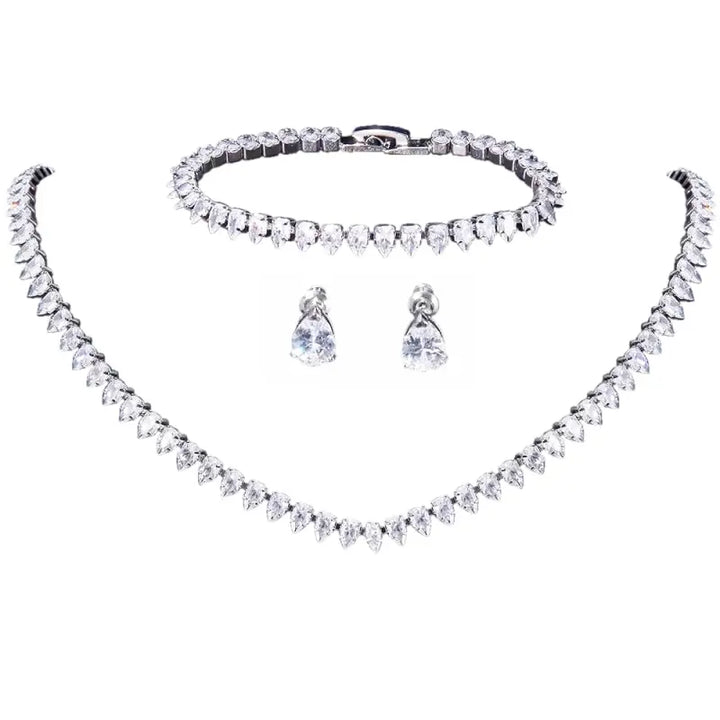 COLLECTION CZ - ENSEMBLE D'ÉLÉGANCE INTEMPORELLE - ARGENT CZNK247 Athena Bridal Jewellery