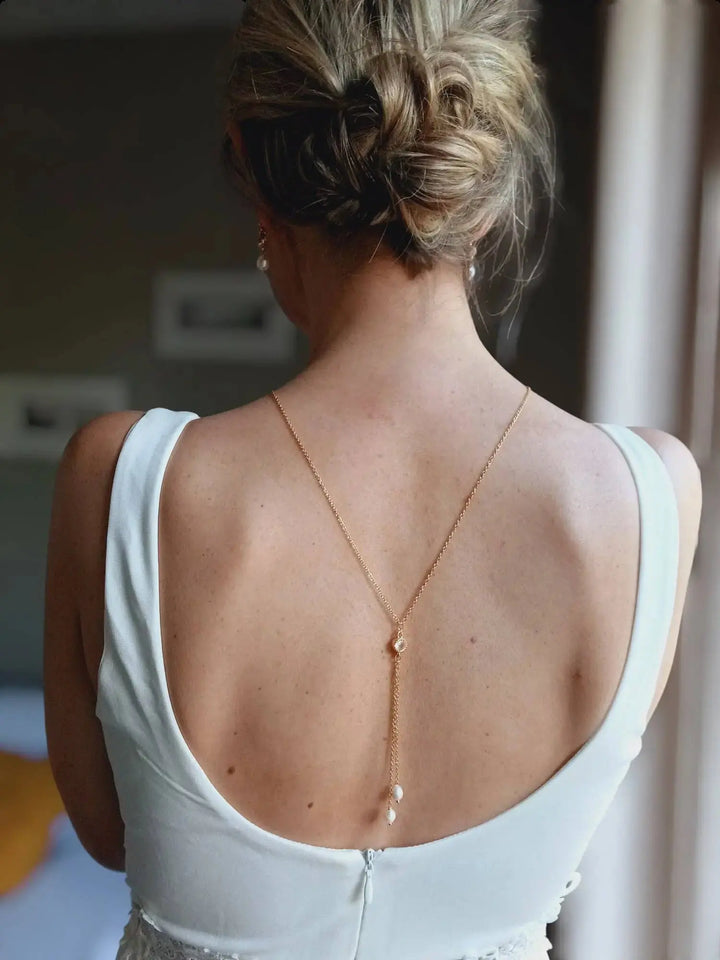 Collier De Dos Nu Fin À Perles De Culture Blanc Naturel- Bij L'atelier du 6