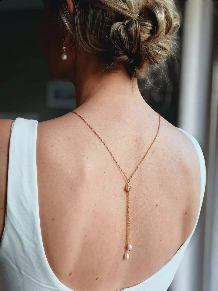 Collier De Dos Nu Fin À Perles De Culture Blanc Naturel- Bij L'atelier du 6