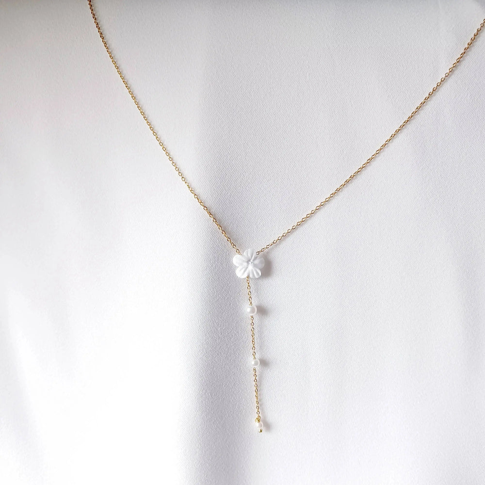 JASMIN- Collier de mariée à petite fleur blanche.: Argent L'atelier du 6