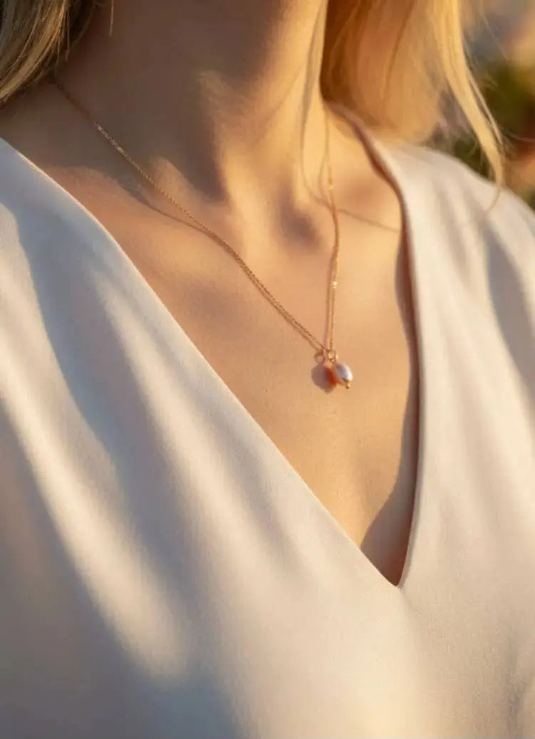 Collier perle de culture, collier perle pendante.: Or L'atelier du 6