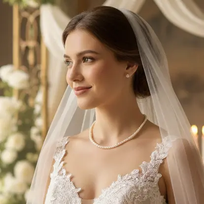 Collier de mariée ras de cou perles doré, modèle Victoria