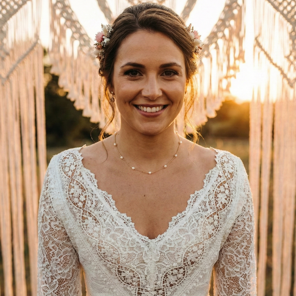 COLLIER OU COLLIER  DOS MARIAGE ROSE somini