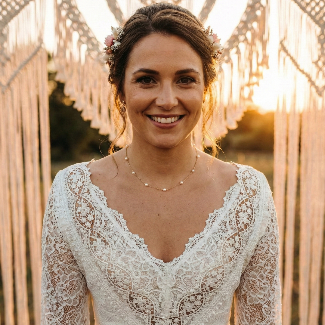 COLLIER OU COLLIER  DOS MARIAGE ROSE somini