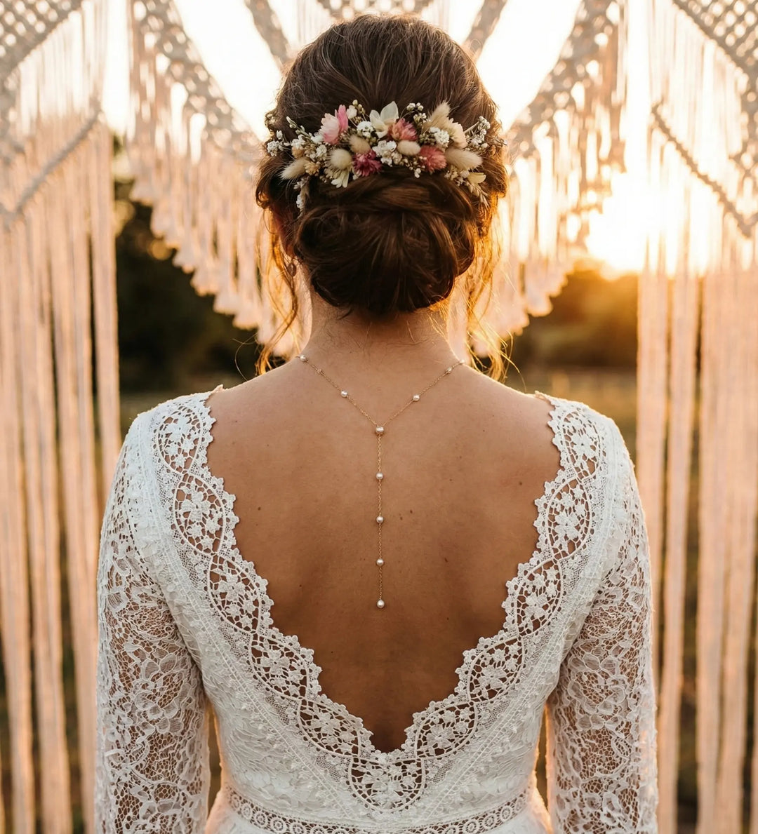 COLLIER OU COLLIER  DOS MARIAGE ROSE somini