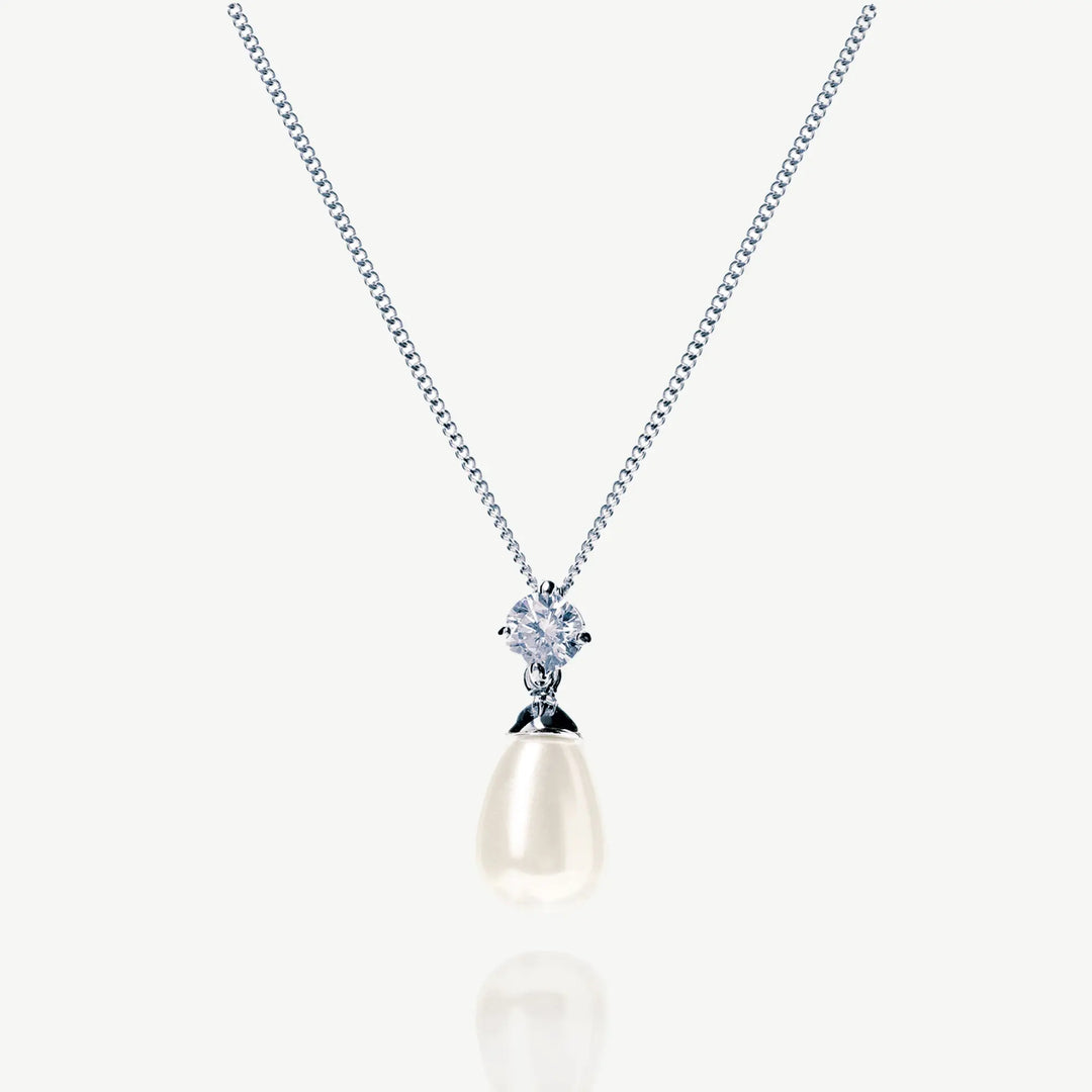 COLLIER PENDENTIF PERLE POIRE IMPERIAL PEARL - GOUTTE CRISTAL & PERLE | RHODIUM Ivory and co