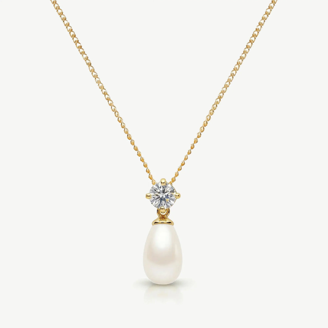 COLLIER PENDENTIF PERLE POIRE IMPERIAL PEARL - GOUTTE CRISTAL & PERLE | RHODIUM Ivory and co