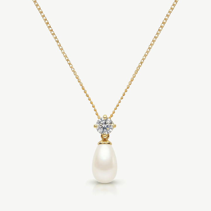 COLLIER PENDENTIF PERLE POIRE IMPERIAL PEARL - GOUTTE CRISTAL & PERLE | RHODIUM Ivory and co