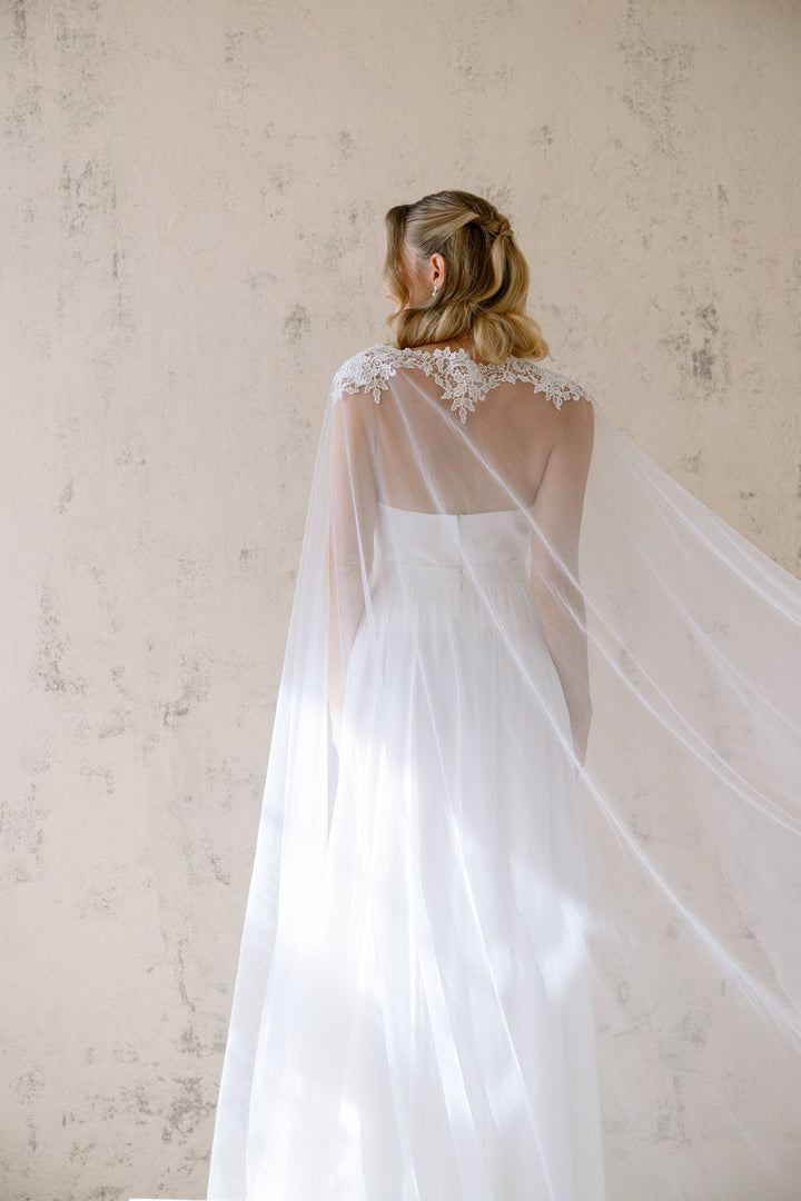 Cape voile de mariée Zaria 250 cm, dentelle, photo 4