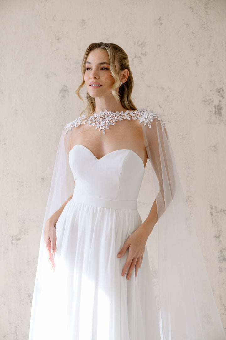 Cape voile de mariée Zaria 250 cm, dentelle, photo 8