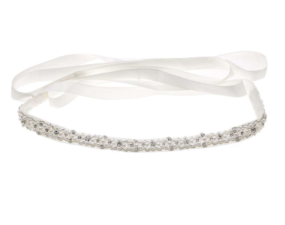 Ceinture de mariée BLT-1915, détail des cristaux et des perles